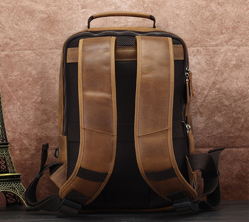 Leather Backpack for Men Full Grain Leather Travel Backpack Handmade Leather 15.6 inches Laptop Backpack Gift For Him RockCow Leather Studio