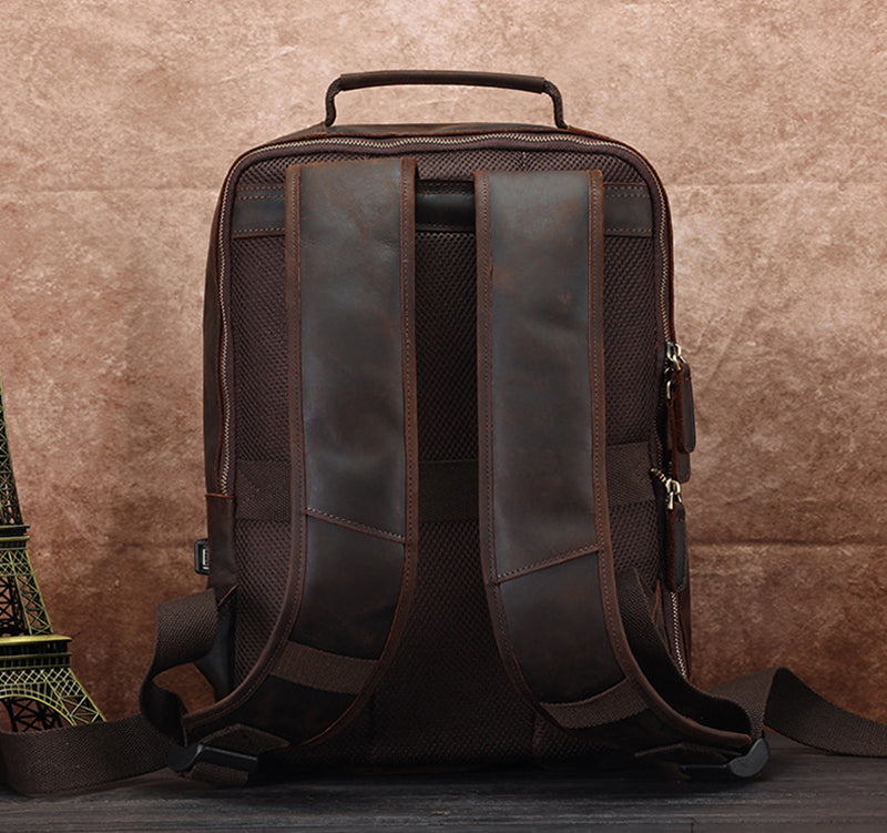 Leather Backpack for Men Full Grain Leather Travel Backpack Handmade Leather 15.6 inches Laptop Backpack Gift For Him RockCow Leather Studio