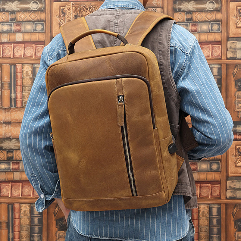Leather Backpack for Men Full Grain Leather Travel Backpack Handmade Leather 15.6 inches Laptop Backpack Gift For Him RockCow Leather Studio