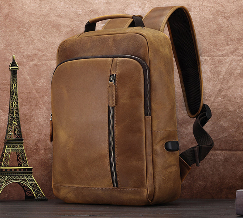 Leather Backpack for Men Full Grain Leather Travel Backpack Handmade Leather 15.6 inches Laptop Backpack Gift For Him RockCow Leather Studio