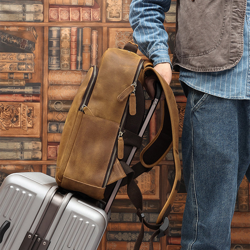 Leather Backpack for Men Full Grain Leather Travel Backpack Handmade Leather 15.6 inches Laptop Backpack Gift For Him RockCow Leather Studio