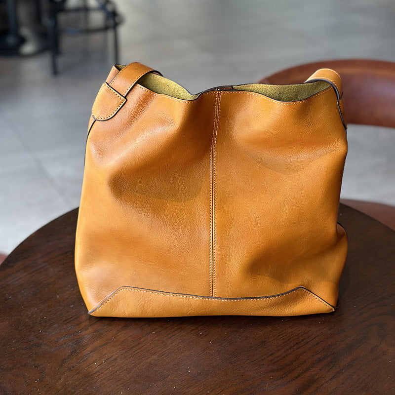 Leather Designer Bucket Bag With Adjustable Strap, Women Full Grain Leather Shoulder Bag For Everyday Use, Soft Leather Crossbody Bag RockCow Leather Studio