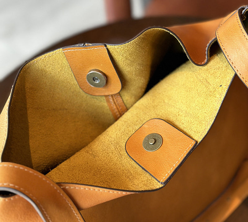 Leather Designer Bucket Bag With Adjustable Strap, Women Full Grain Leather Shoulder Bag For Everyday Use, Soft Leather Crossbody Bag RockCow Leather Studio