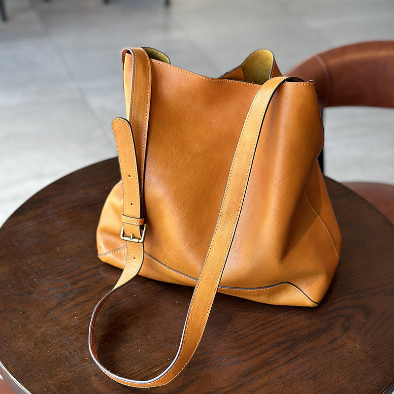 Leather Designer Bucket Bag With Adjustable Strap, Women Full Grain Leather Shoulder Bag For Everyday Use, Soft Leather Crossbody Bag RockCow Leather Studio