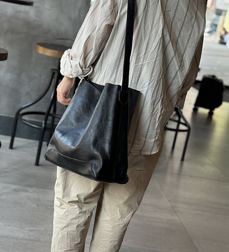 Leather Designer Bucket Bag With Adjustable Strap, Women Full Grain Leather Shoulder Bag For Everyday Use, Soft Leather Crossbody Bag RockCow Leather Studio