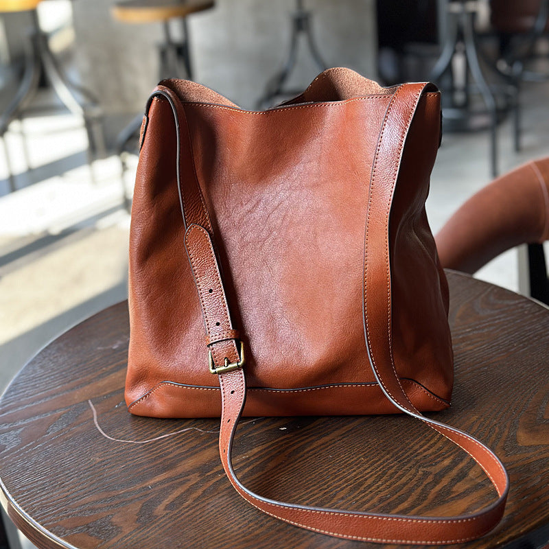 Leather Designer Bucket Bag With Adjustable Strap, Women Full Grain Leather Shoulder Bag For Everyday Use, Soft Leather Crossbody Bag RockCow Leather Studio