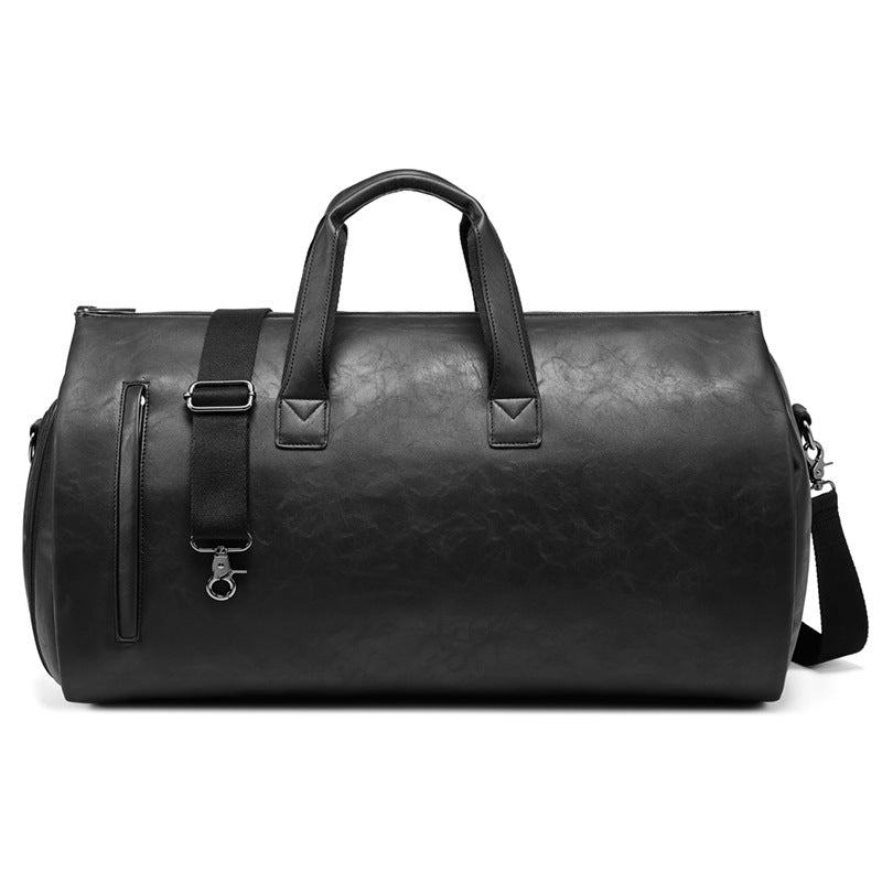 Leather Garment Duffel Bag with Shoe Pouch Waterproof Leather Weekender Bag Hanging Clothes Bag Large Overnight Bag RockCow Leather Studio