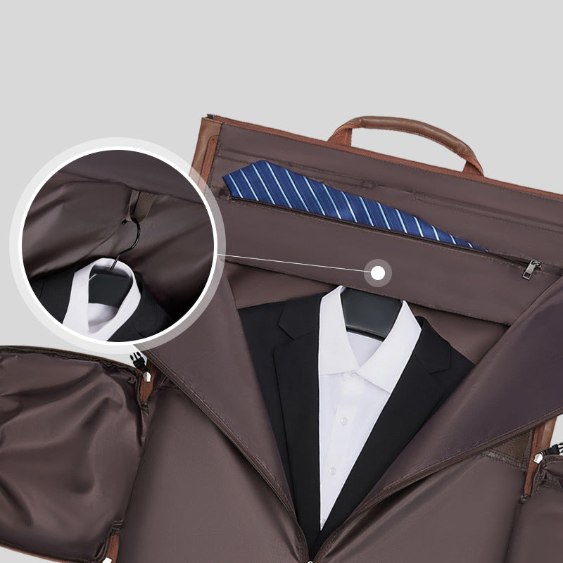 Leather Garment Duffel Bag with Shoe Pouch Waterproof Leather Weekender Bag Hanging Clothes Bag Large Overnight Bag RockCow Leather Studio
