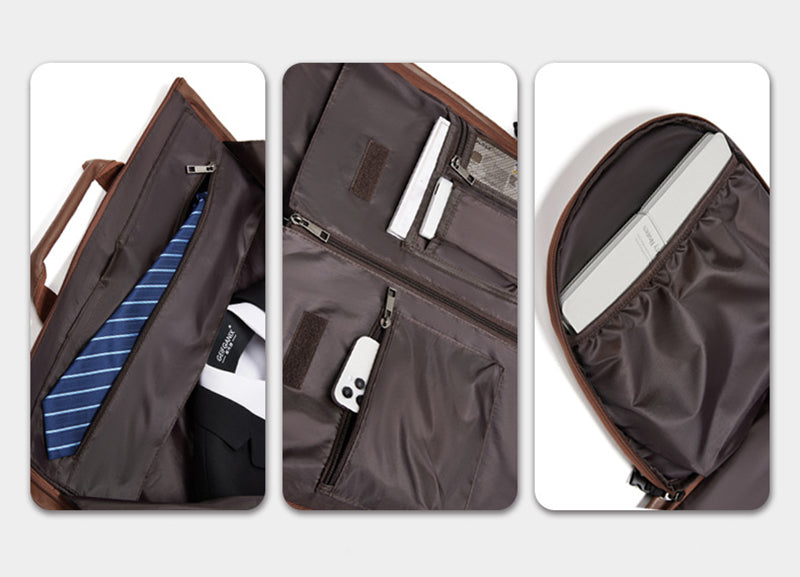 Leather Garment Duffel Bag with Shoe Pouch Waterproof Leather Weekender Bag Hanging Clothes Bag Large Overnight Bag RockCow Leather Studio
