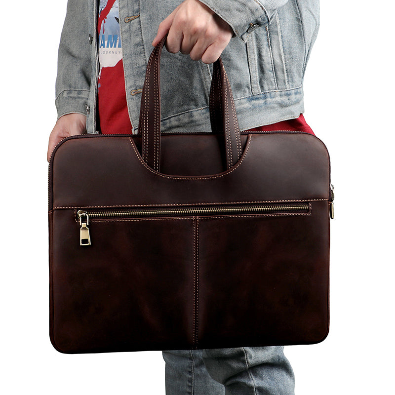 Leather Laptop Organizer Full Grain Leather Laptop Bag Leather iPad Case Mens Leather Briefcase for Laptop RockCow Leather Studio