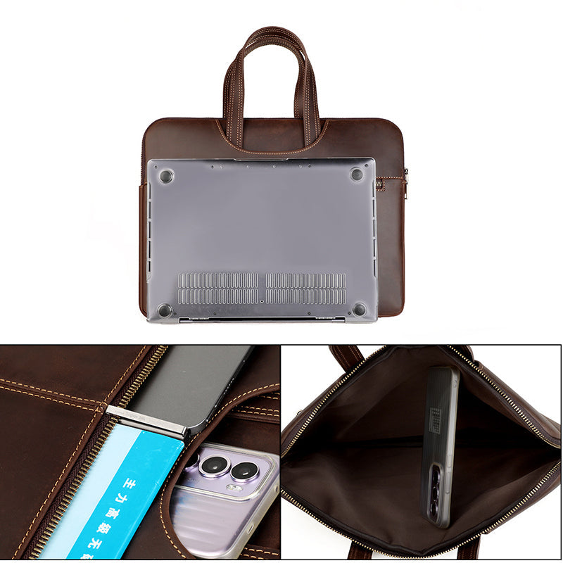 Leather Laptop Organizer Full Grain Leather Laptop Bag Leather iPad Case Mens Leather Briefcase for Laptop RockCow Leather Studio