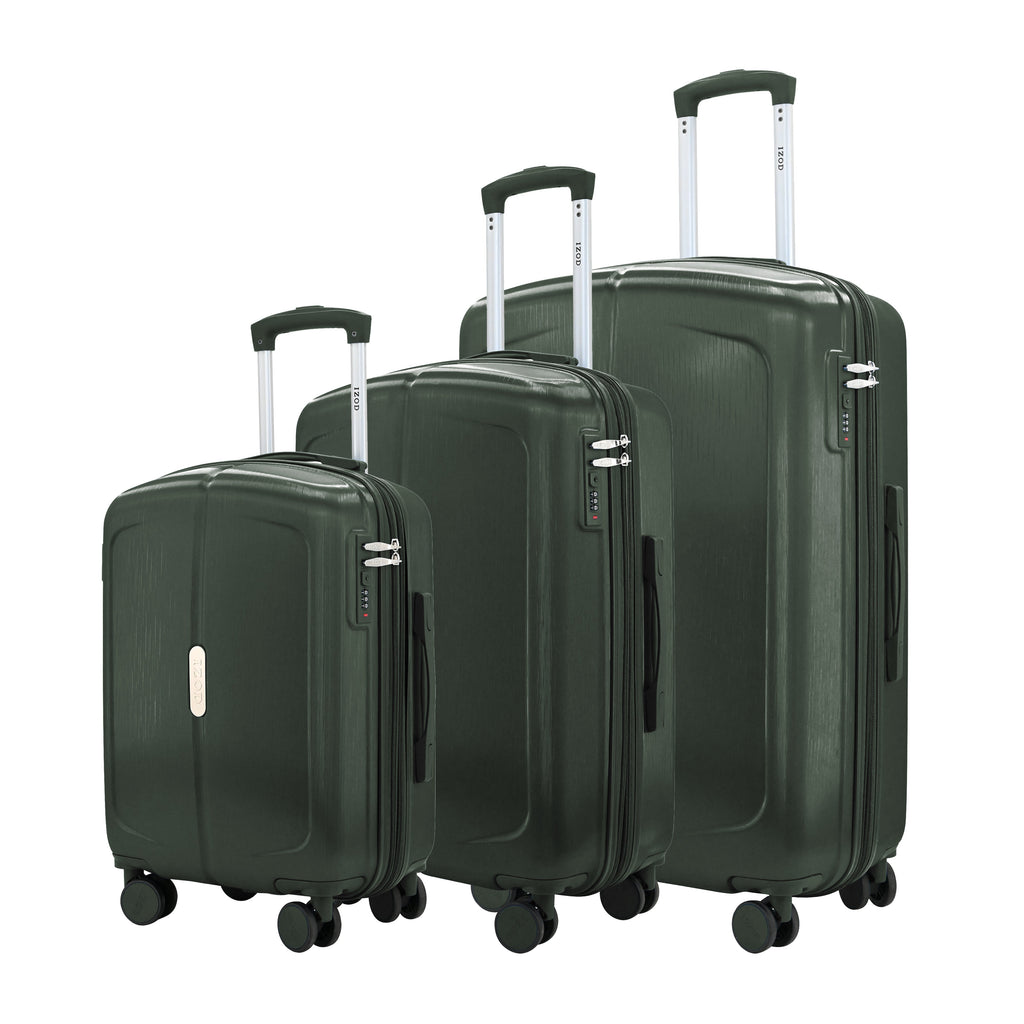 IZOD Mateo Travel 3 Piece Luggage Set - Durable ABS Hard Shell with 360° Wheels and Combo Lock Mirage Luggage