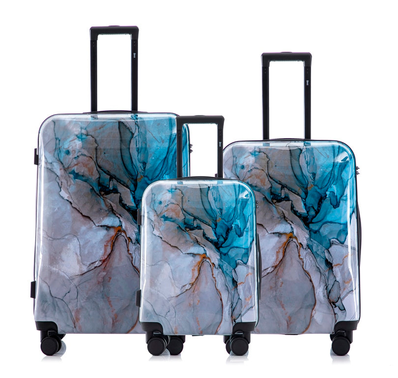 Multi-color Design ABS Hard Shell Lightweight with 360° Dual Spinning Wheels & Combo Lock – Includes 28", 24", 20" 3-Piece Luggage Set Mirage Luggage