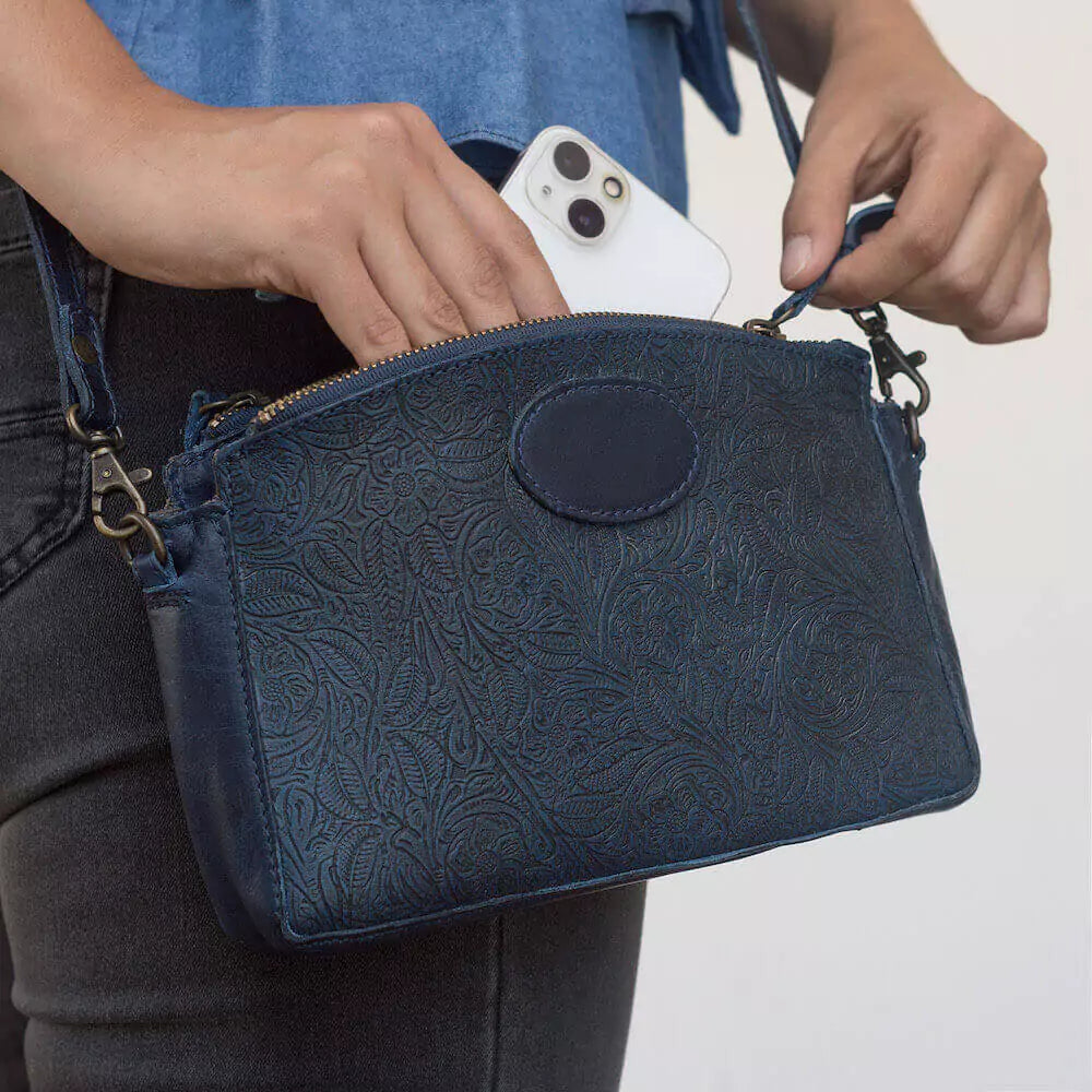 Tooled Leather Crossbody Bag Mission Mercantile Leather Goods