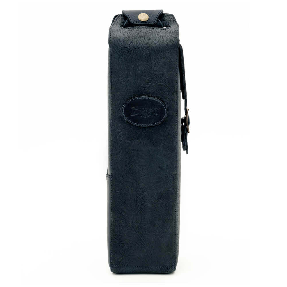 Tooled Leather Single Bottle Wine Carrier Mission Mercantile Leather Goods