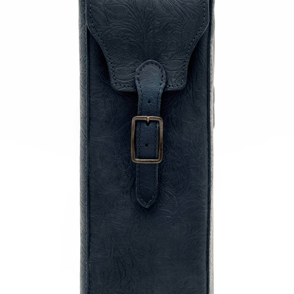 Tooled Leather Single Bottle Wine Carrier Mission Mercantile Leather Goods