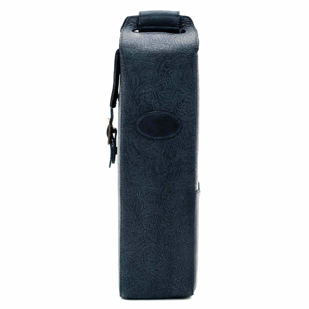 Tooled Leather Single Bottle Wine Carrier Mission Mercantile Leather Goods