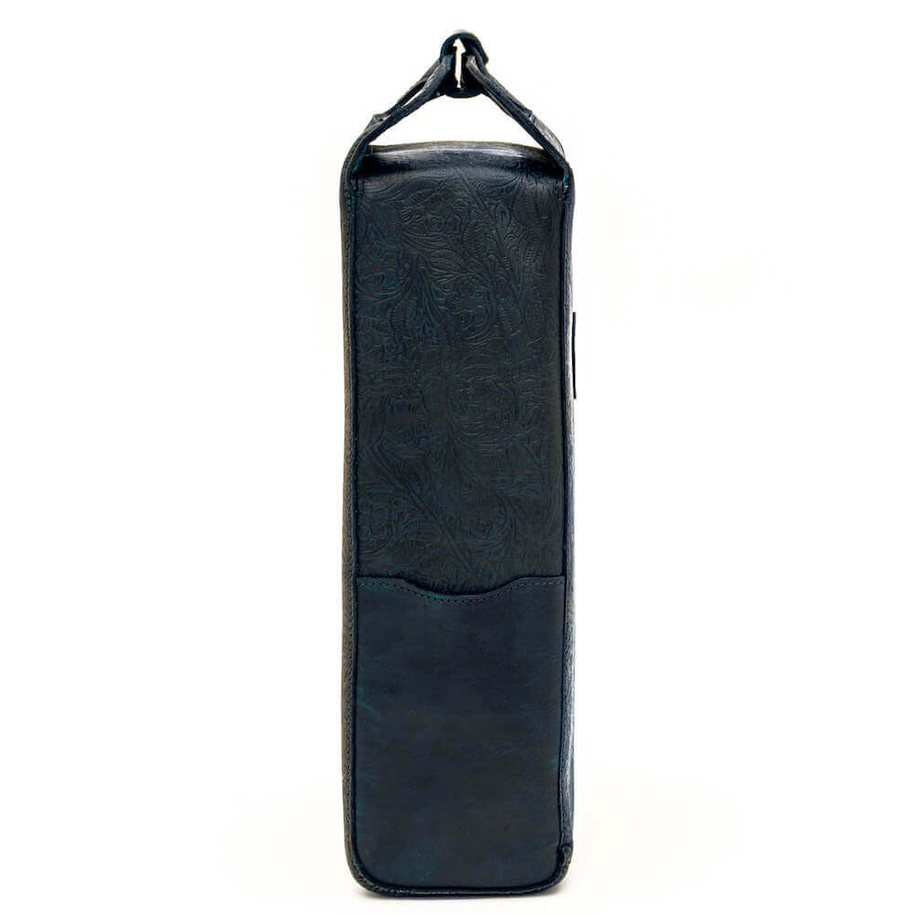 Tooled Leather Two Bottle Wine Carrier Mission Mercantile Leather Goods