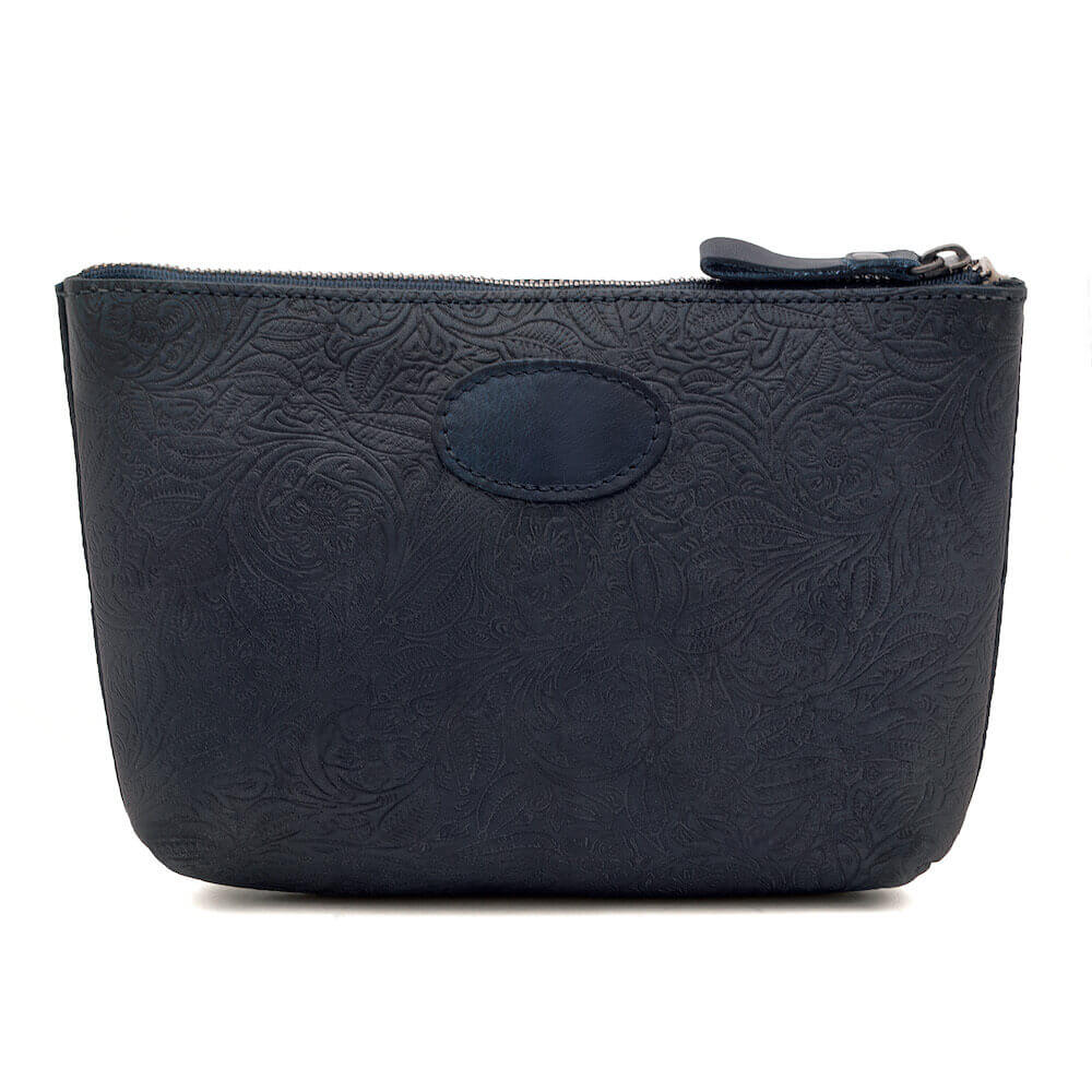 Tooled Leather Large Zippered Pouch Mission Mercantile Leather Goods