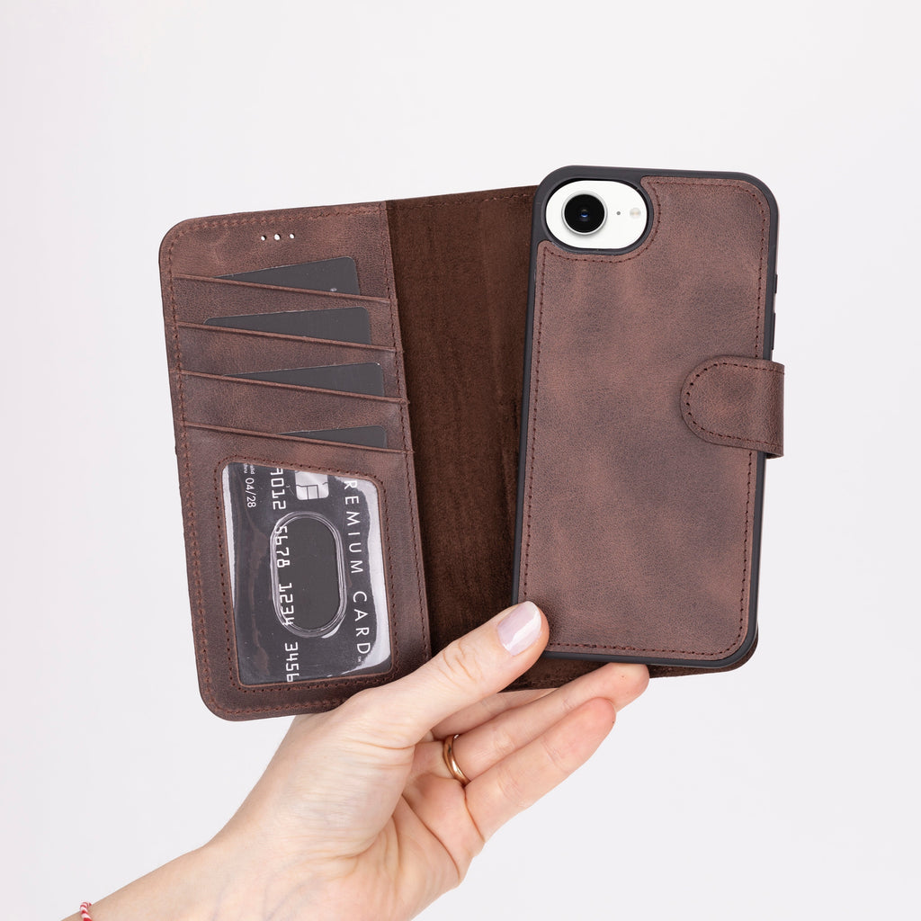 Magic iPhone 16E Detachable Leather Wallet Case Mizuri Leather