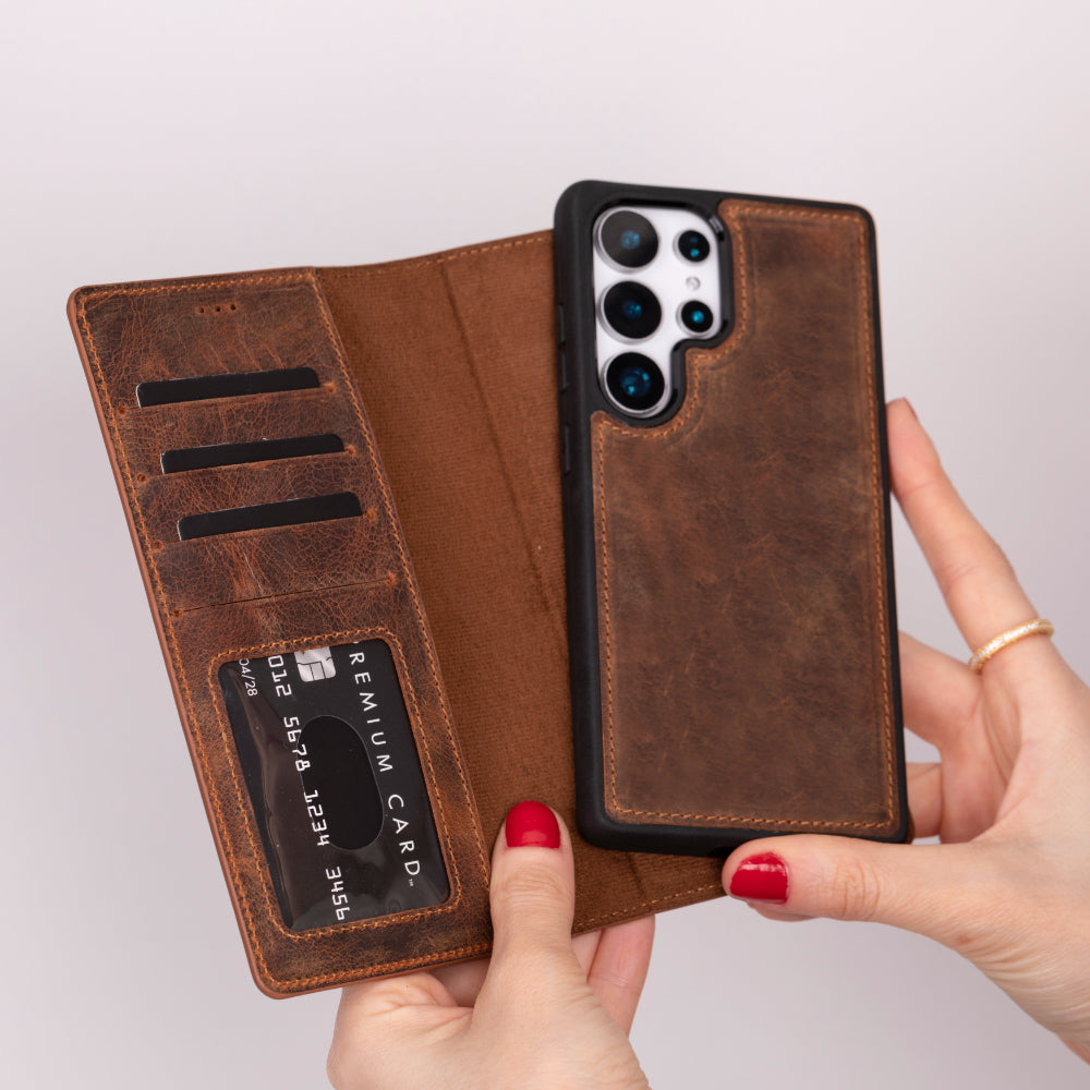 Magic Samsung Galaxy S25 Ultra Detachable Leather Wallet Case - LuggageDesigners