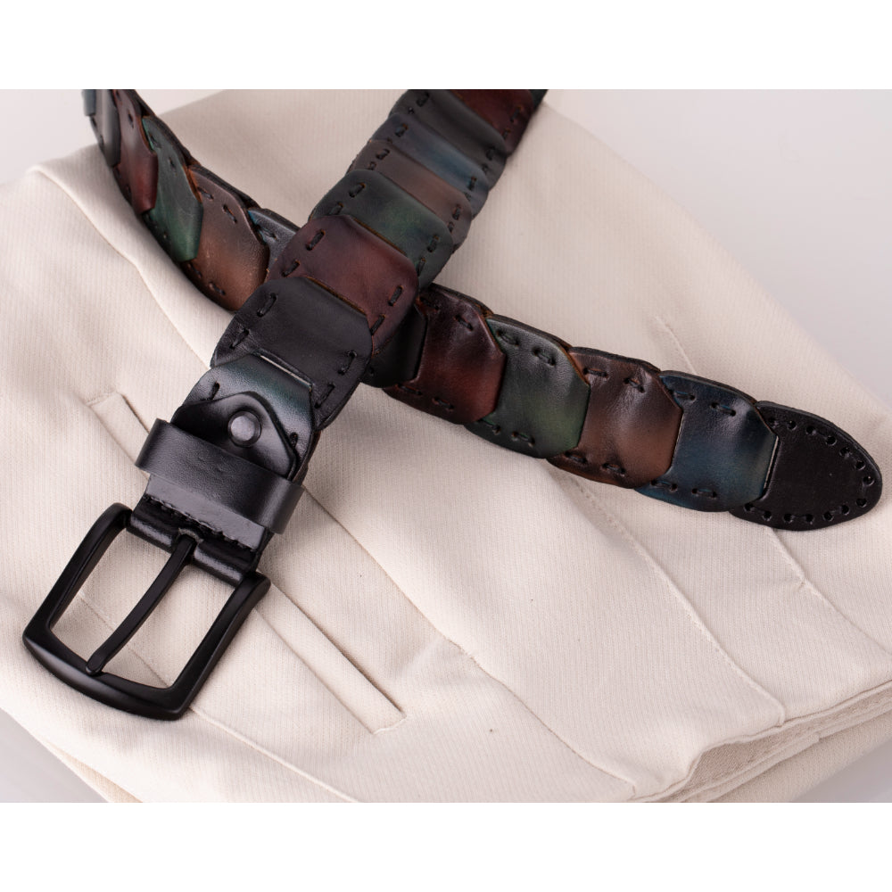 Vista Braided Leather Men's Belt - LuggageDesigners