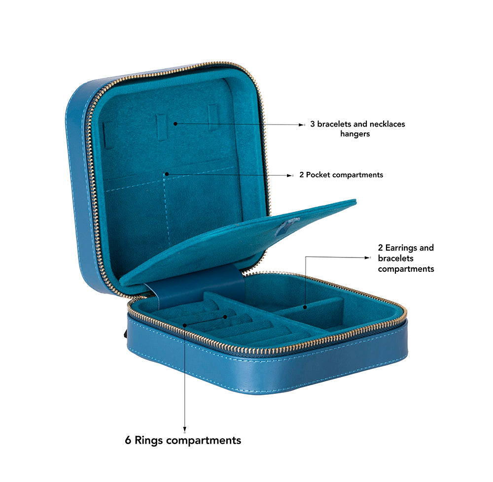 Amanda Leather Jewelry Box, Large - LuggageDesigners
