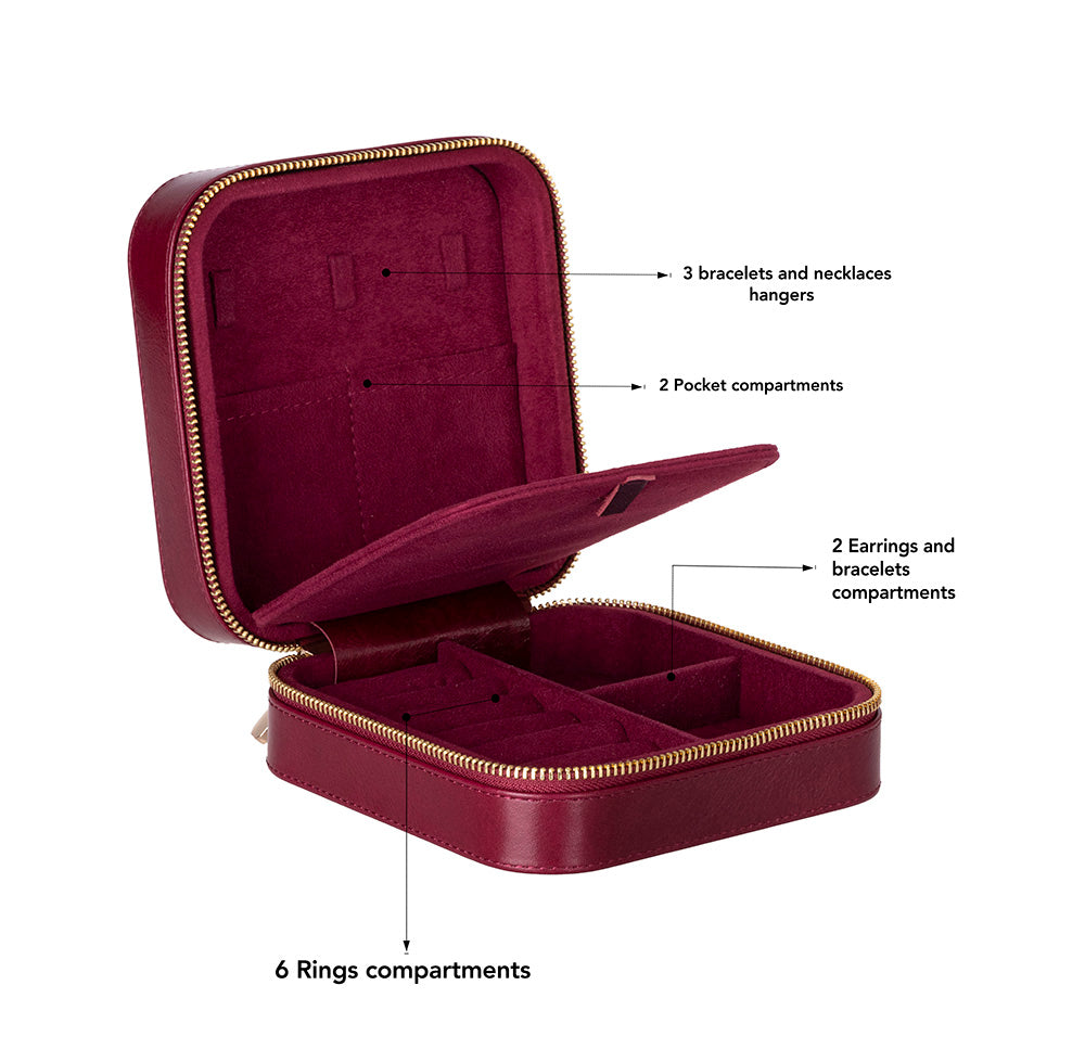 Amanda Leather Jewelry Box, Large - LuggageDesigners