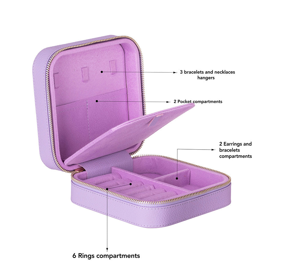 Amanda Leather Jewelry Box, Large - LuggageDesigners