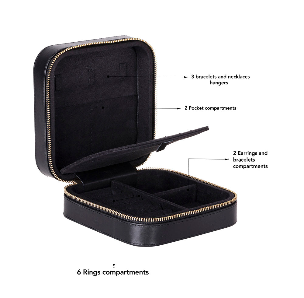 Amanda Leather Jewelry Box, Large - LuggageDesigners