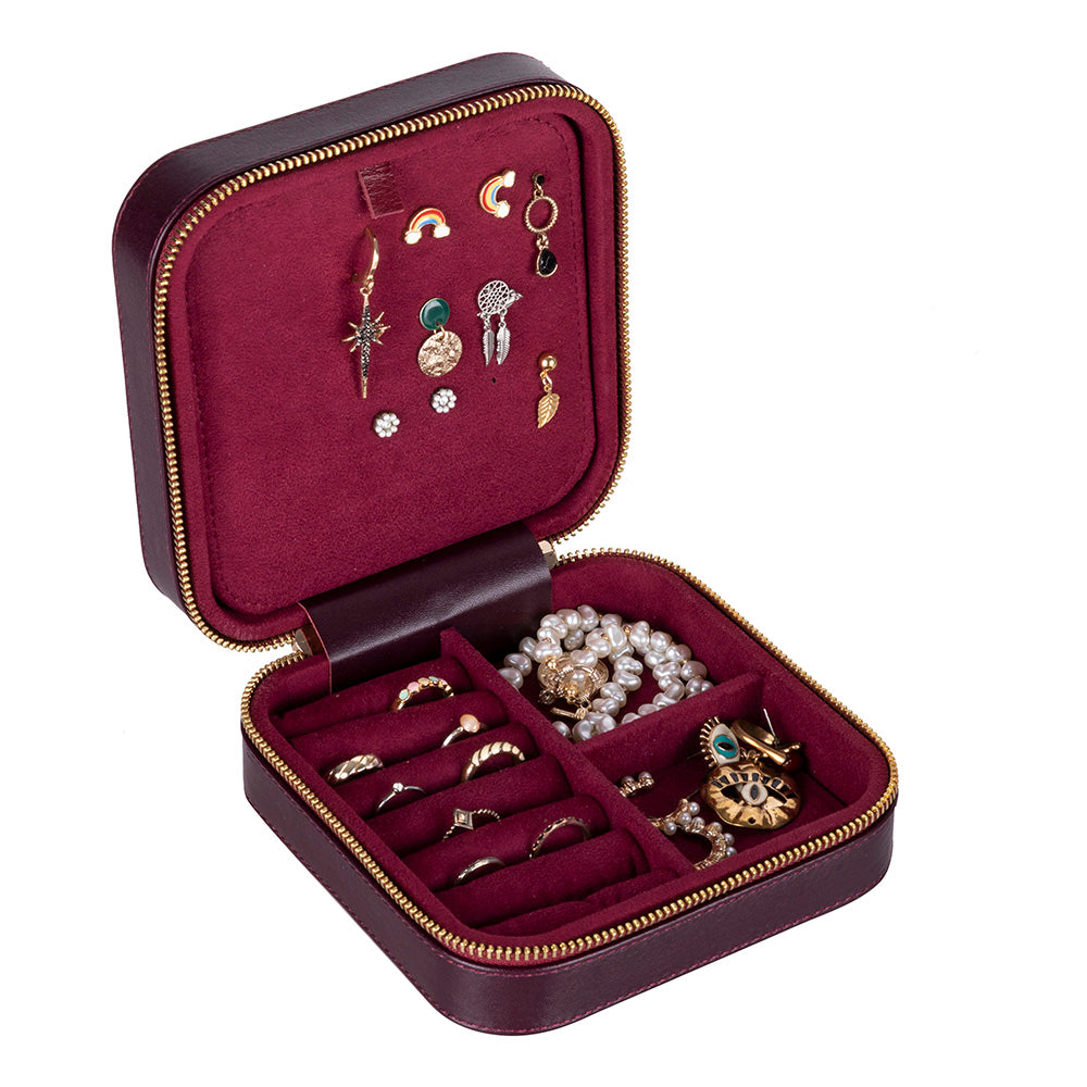 Amanda Leather Jewelry Box, Large - LuggageDesigners