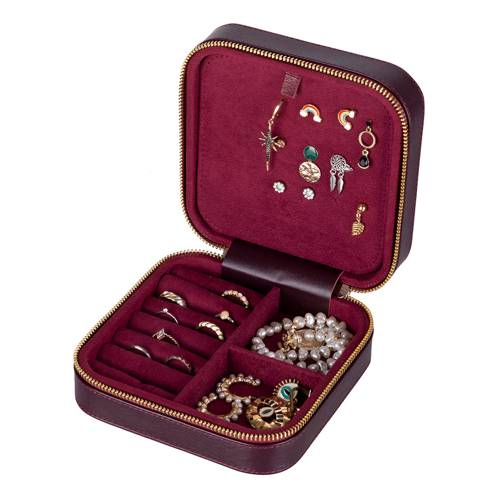 Amanda Leather Jewelry Box, Large - LuggageDesigners