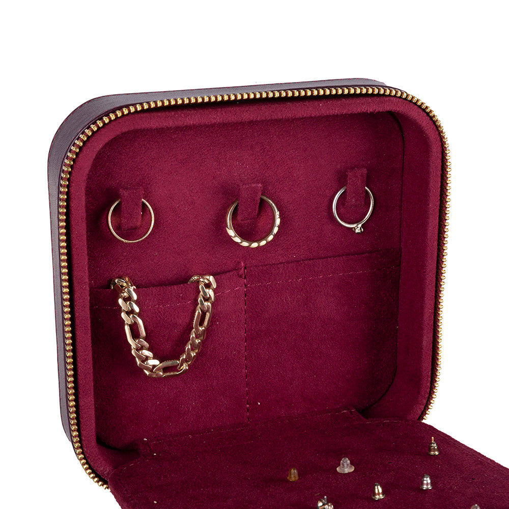 Amanda Leather Jewelry Box, Large - LuggageDesigners