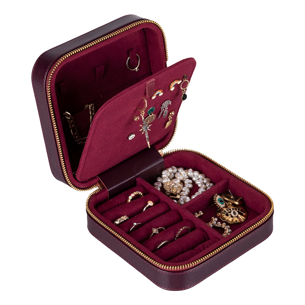 Amanda Leather Jewelry Box, Large - LuggageDesigners