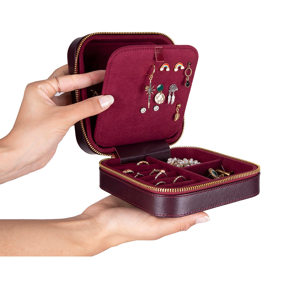 Amanda Leather Jewelry Box, Large - LuggageDesigners