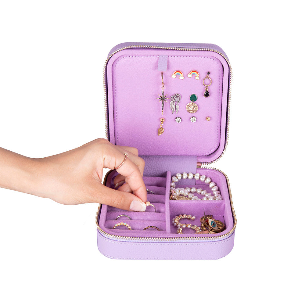 Amanda Leather Jewelry Box, Large - LuggageDesigners