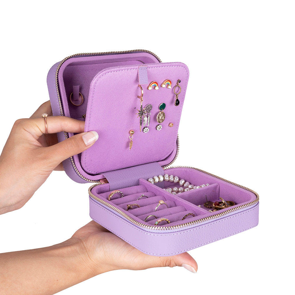 Amanda Leather Jewelry Box, Large - LuggageDesigners