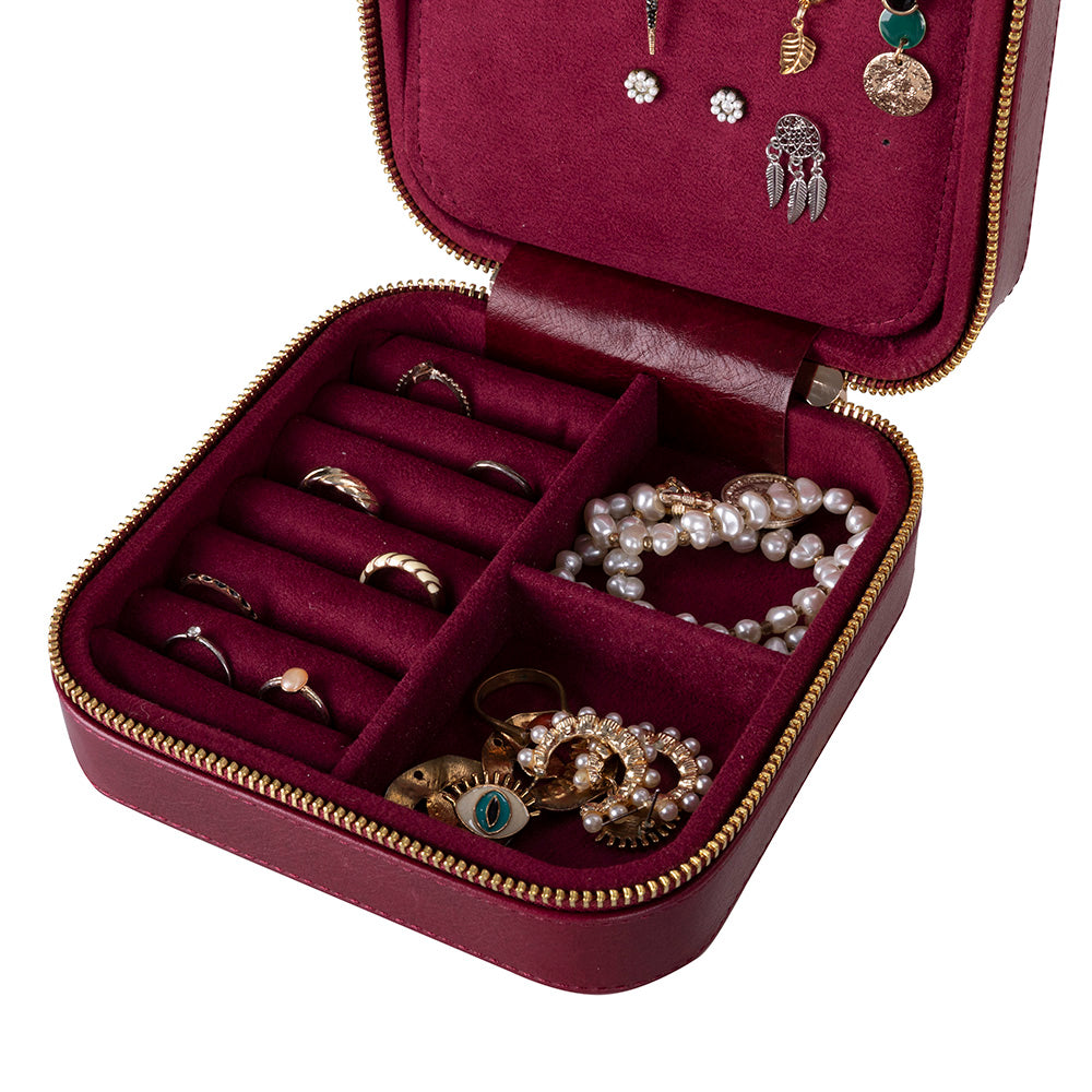 Amanda Leather Jewelry Box, Large - LuggageDesigners