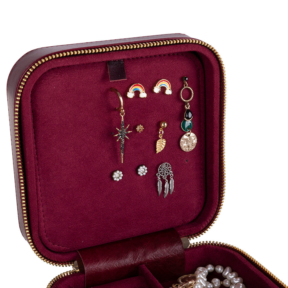 Amanda Leather Jewelry Box, Large - LuggageDesigners
