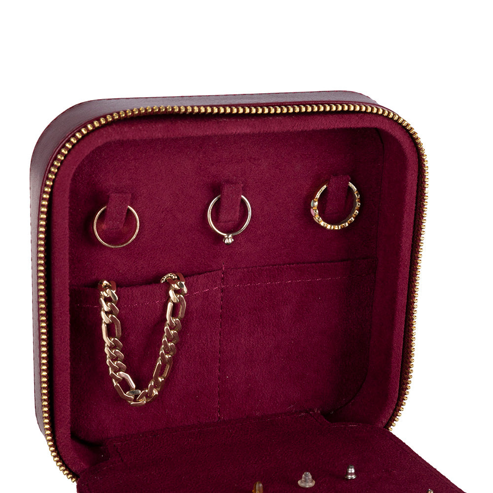 Amanda Leather Jewelry Box, Large - LuggageDesigners