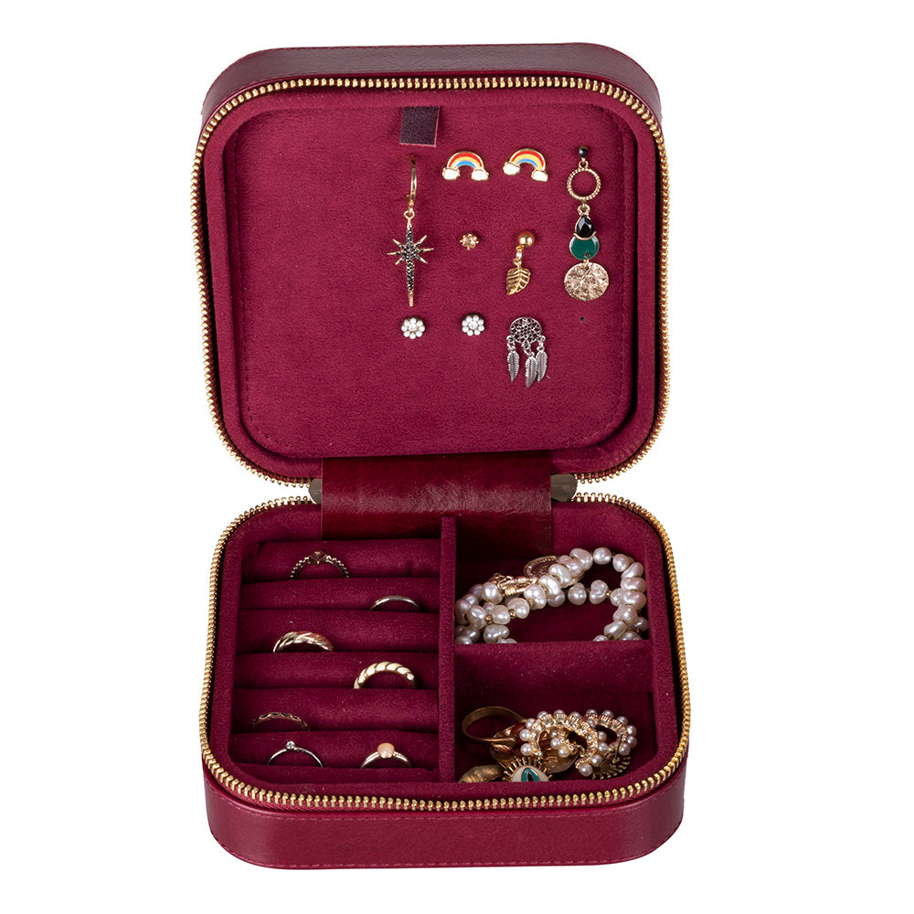 Amanda Leather Jewelry Box, Large - LuggageDesigners