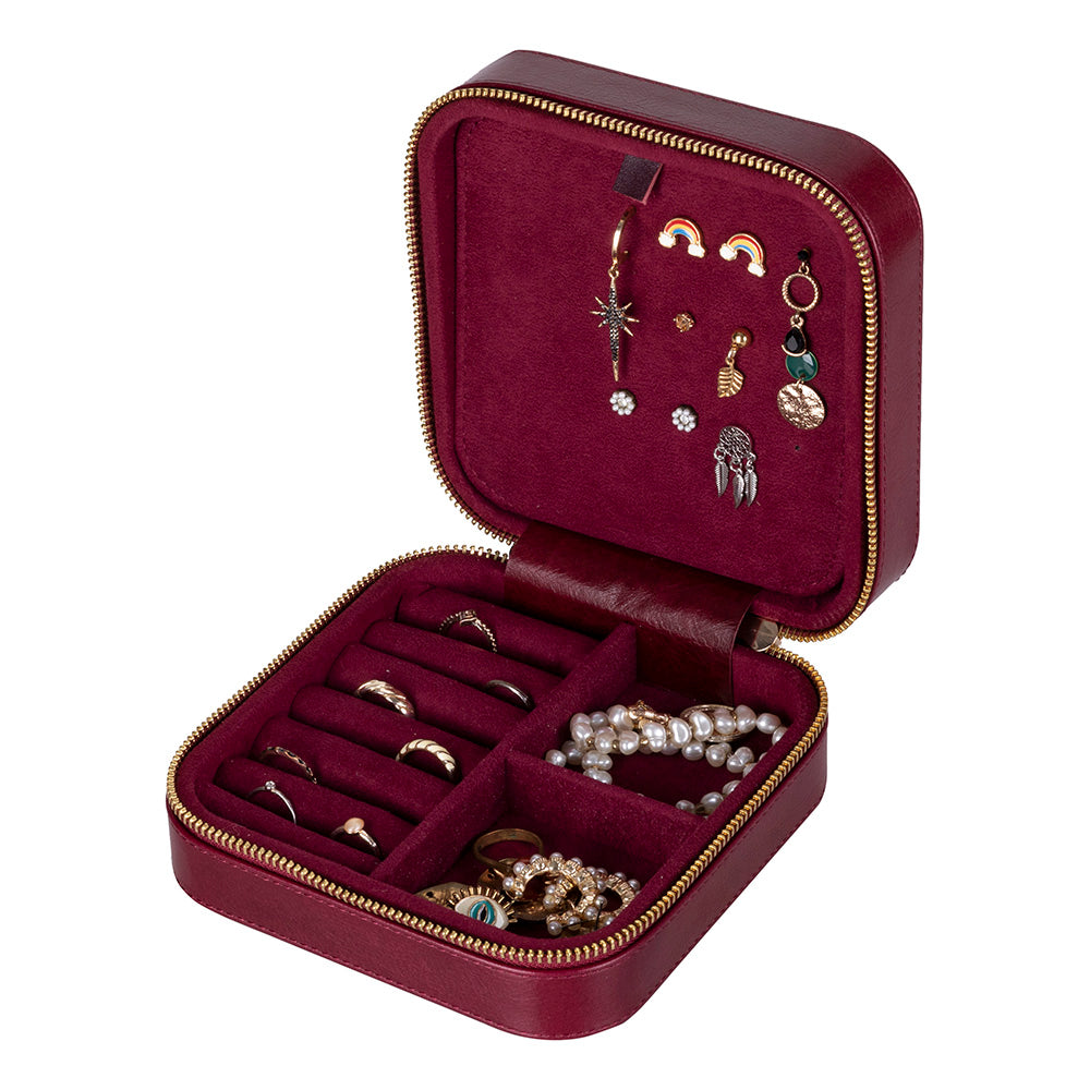 Amanda Leather Jewelry Box, Large - LuggageDesigners