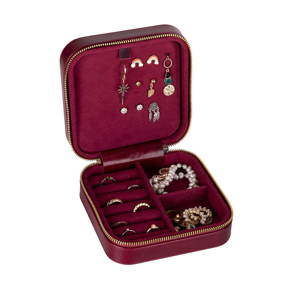 Amanda Leather Jewelry Box, Large - LuggageDesigners