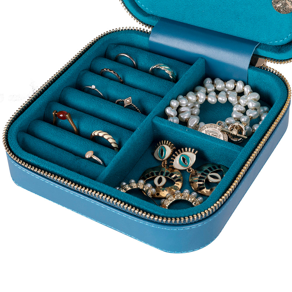 Amanda Leather Jewelry Box, Large - LuggageDesigners