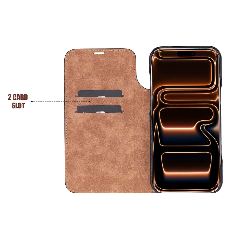 Sonat Leather iPhone 17 Pro Max Folio Case - LuggageDesigners