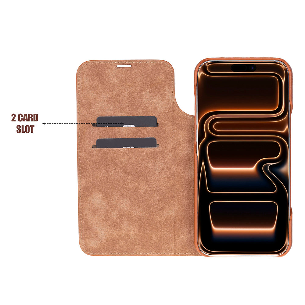 Sonat Leather iPhone 17 Pro Folio Case - LuggageDesigners