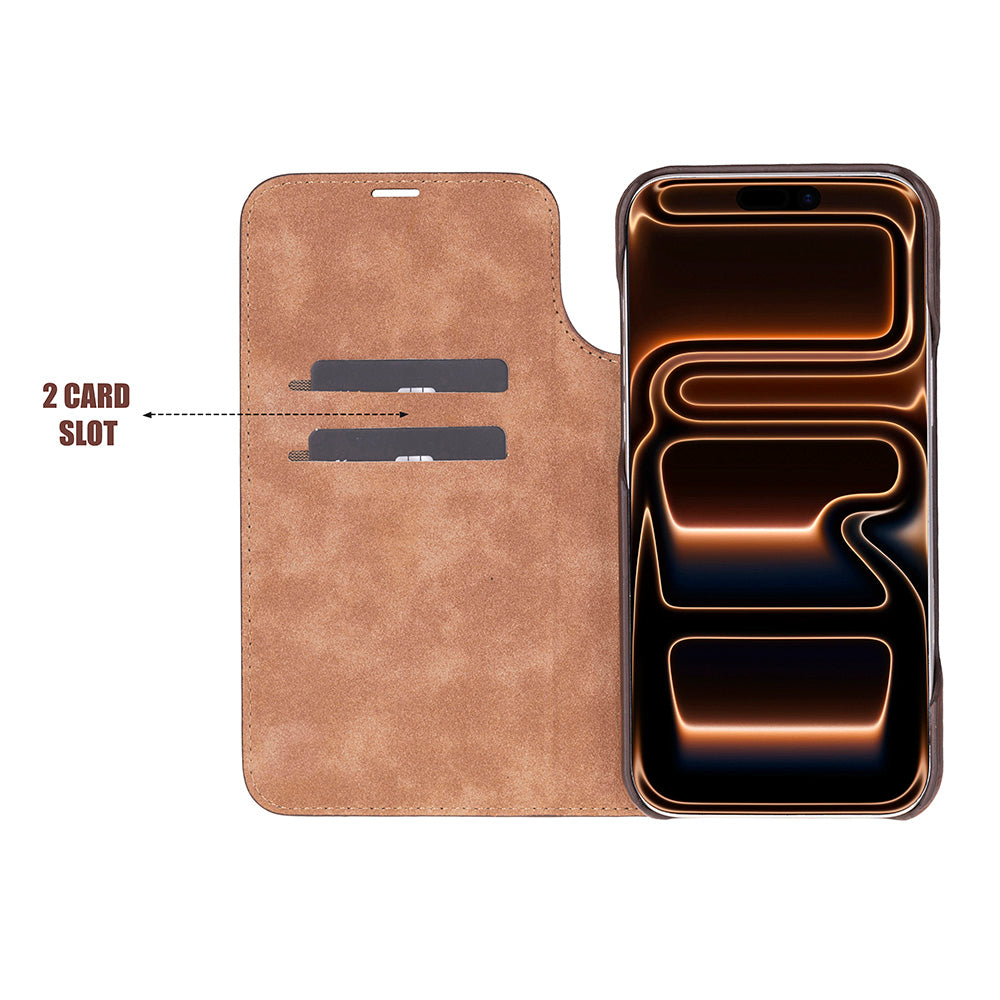Sonat Leather iPhone 17 Pro Folio Case - LuggageDesigners