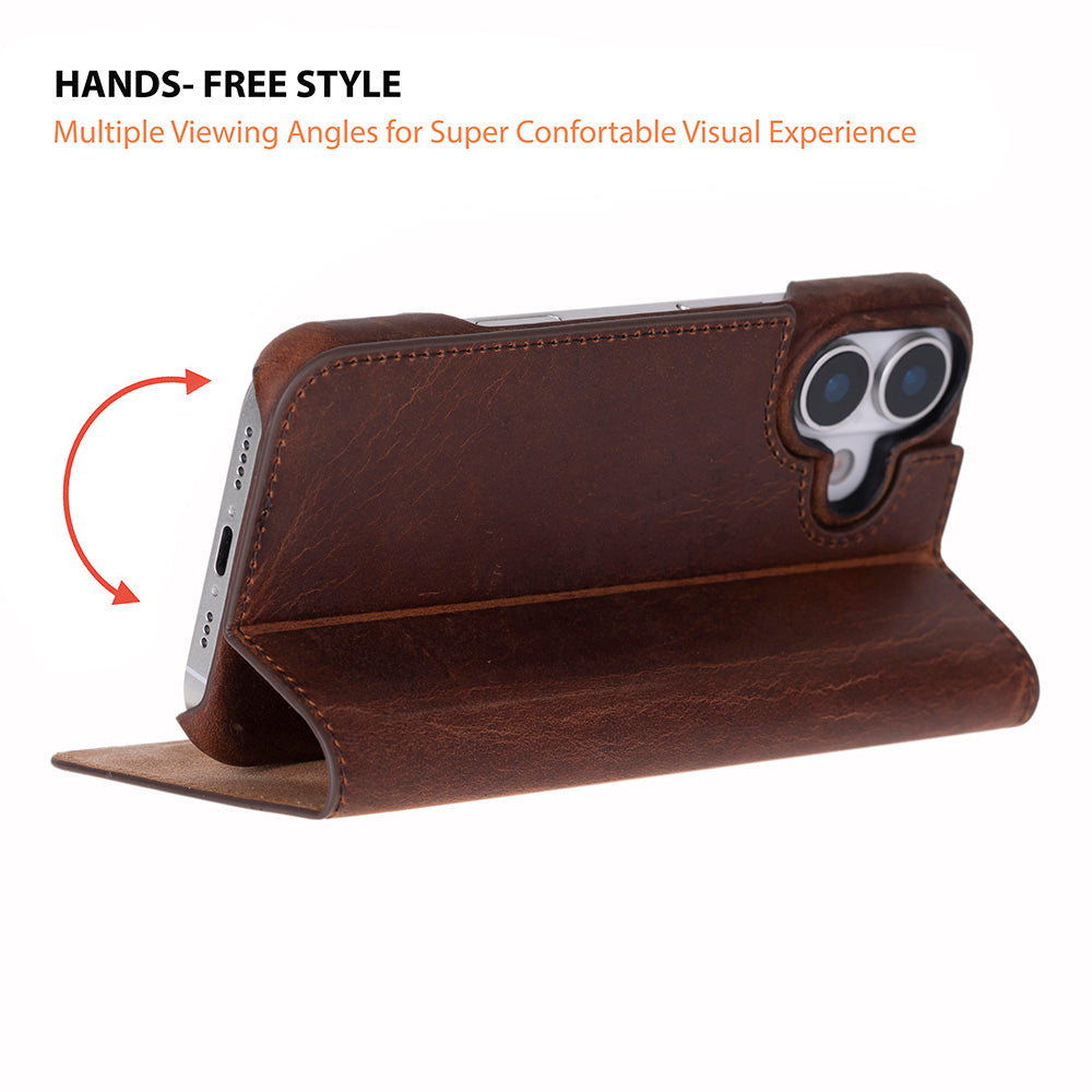 Sonat Leather iPhone 17 Folio Case - LuggageDesigners