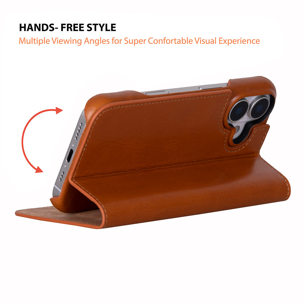 Sonat Leather iPhone 17 Folio Case - LuggageDesigners
