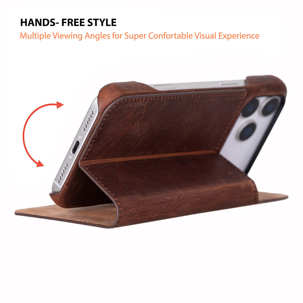 Sonat Leather iPhone 17 Pro Folio Case - LuggageDesigners